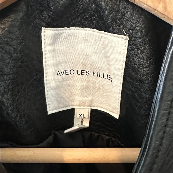 Avec Les Filles Black Cropped Vegan Leather Jacket - Size XL - Picture 11 of 13